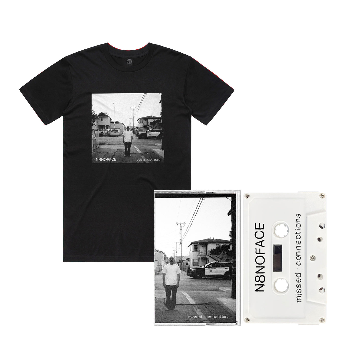 N8NOFACE Missed Connections PREORDER Tee - Black + Cassette