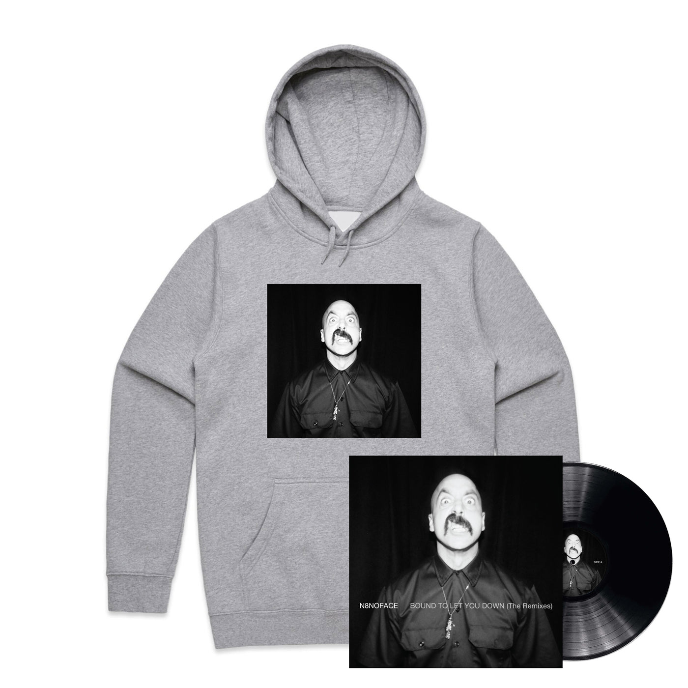 N8NOFACE - Bound to Let You Down (The Remixes) Grey Hoodie + Vinyl