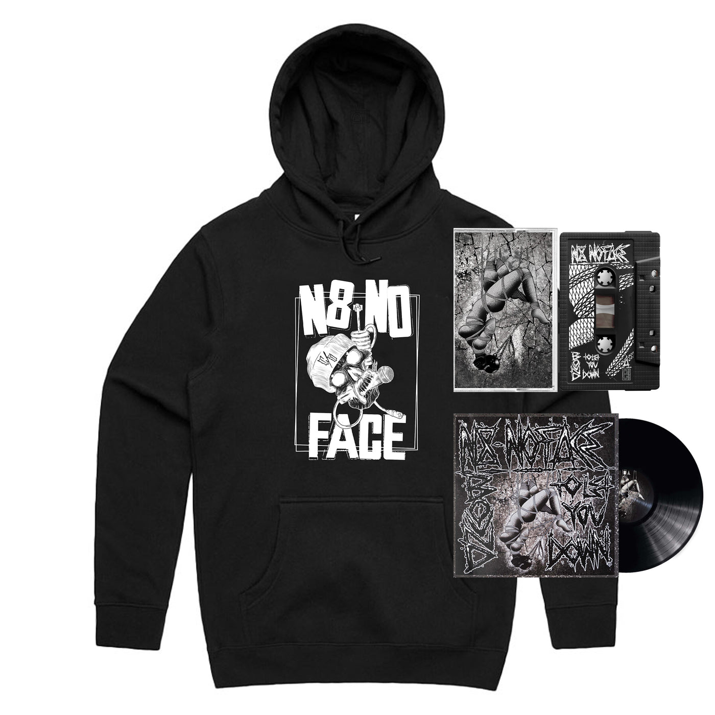 N8NOFACE - Hoodie + Bound to Let You Down Vinyl + Cassette Bundle